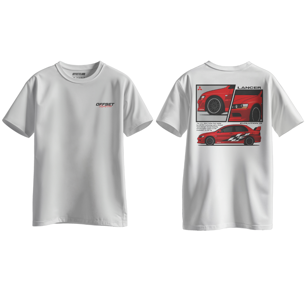 Camiseta Streetwear Automotiva Evo IX branca