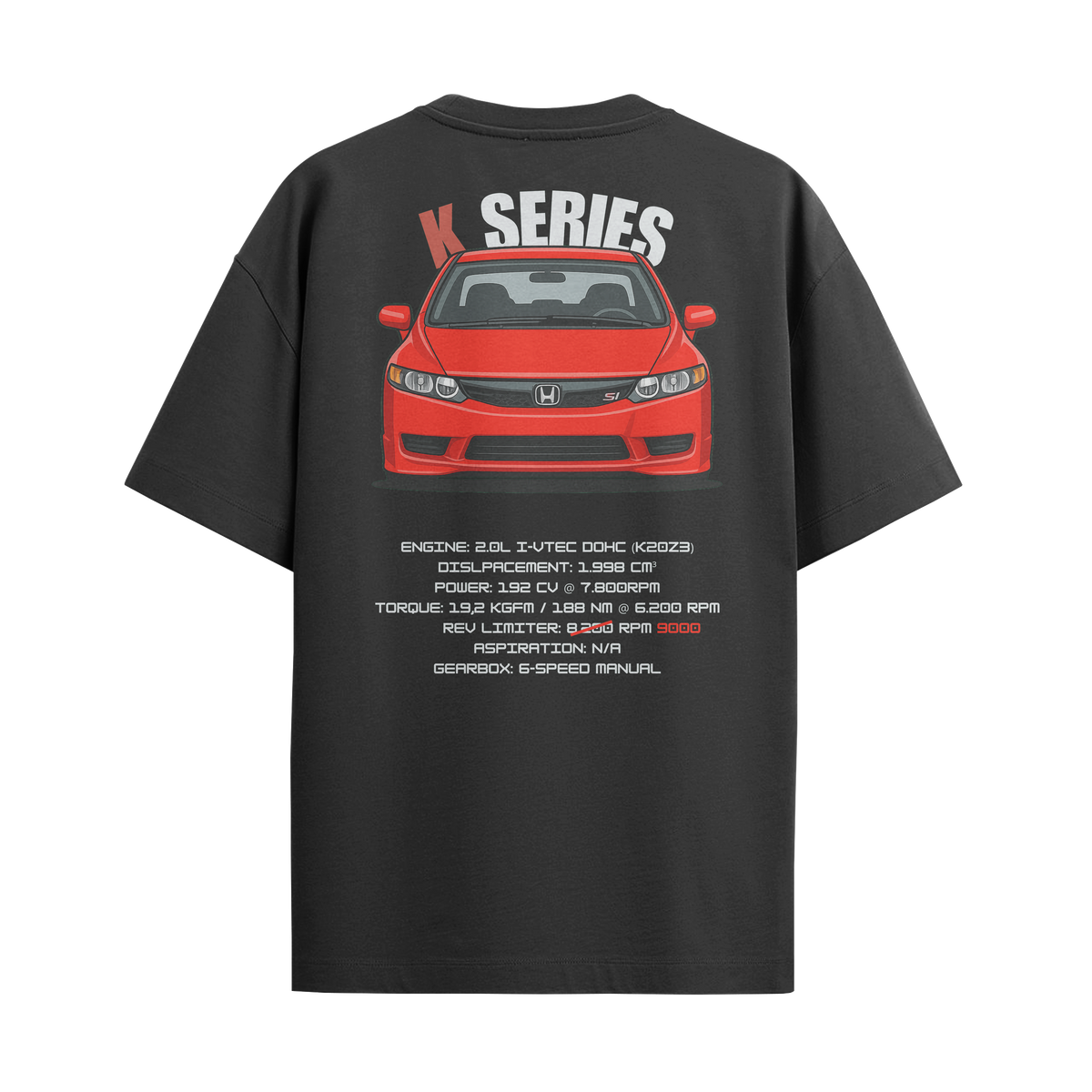 Camiseta Streetwear Automotiva Civic Si K Series preta
