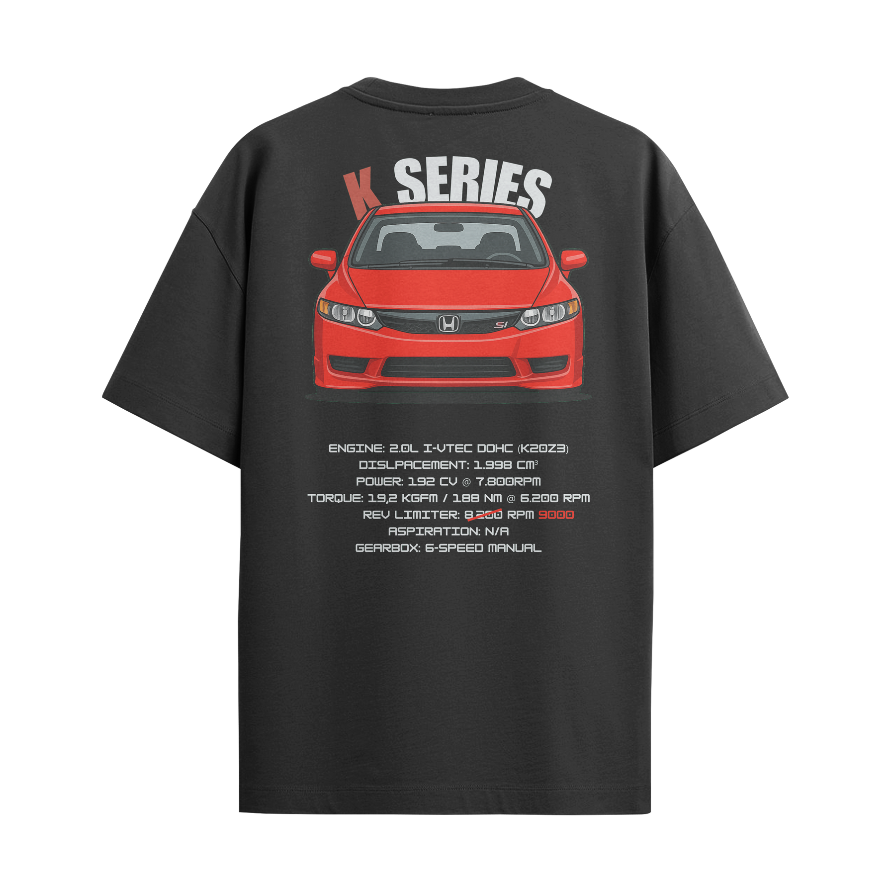 Camiseta Streetwear Automotiva Civic Si K Series preta