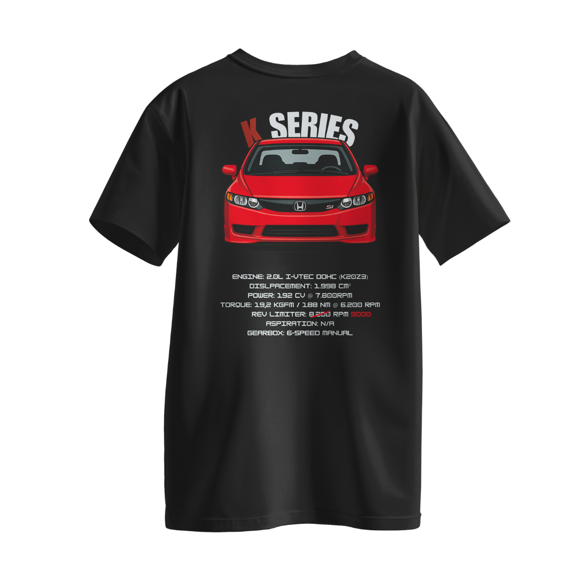 Camiseta Streetwear Automotiva Civic Si "K Series" preta