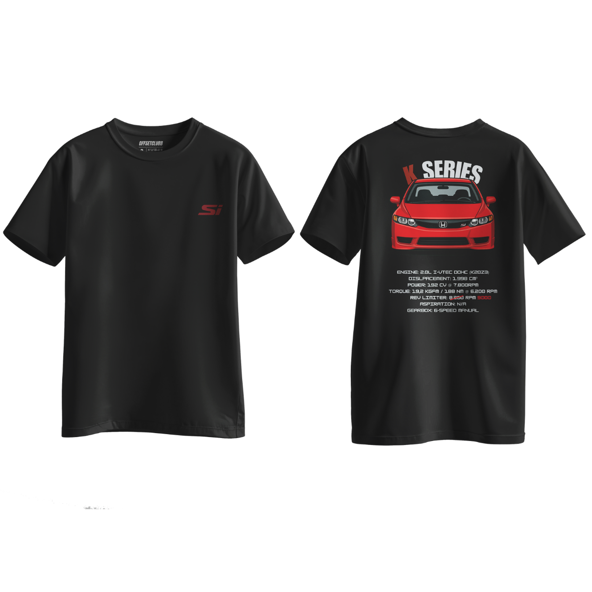 Camiseta Streetwear Automotiva Civic Si "K Series" preta