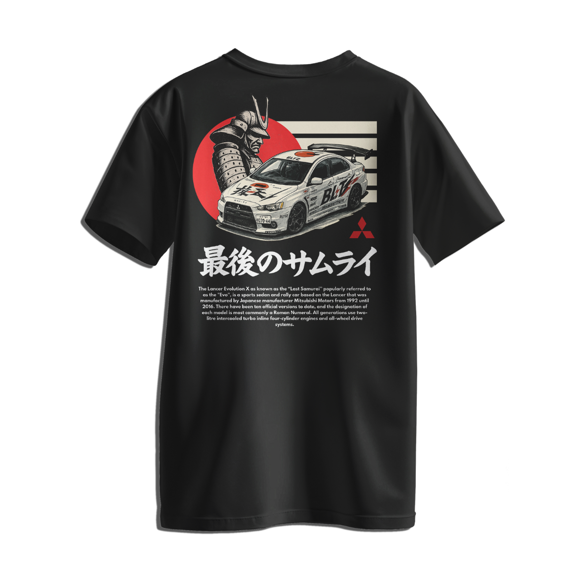 Camiseta Streetwear Automotiva Evo X "Samurai" Preta