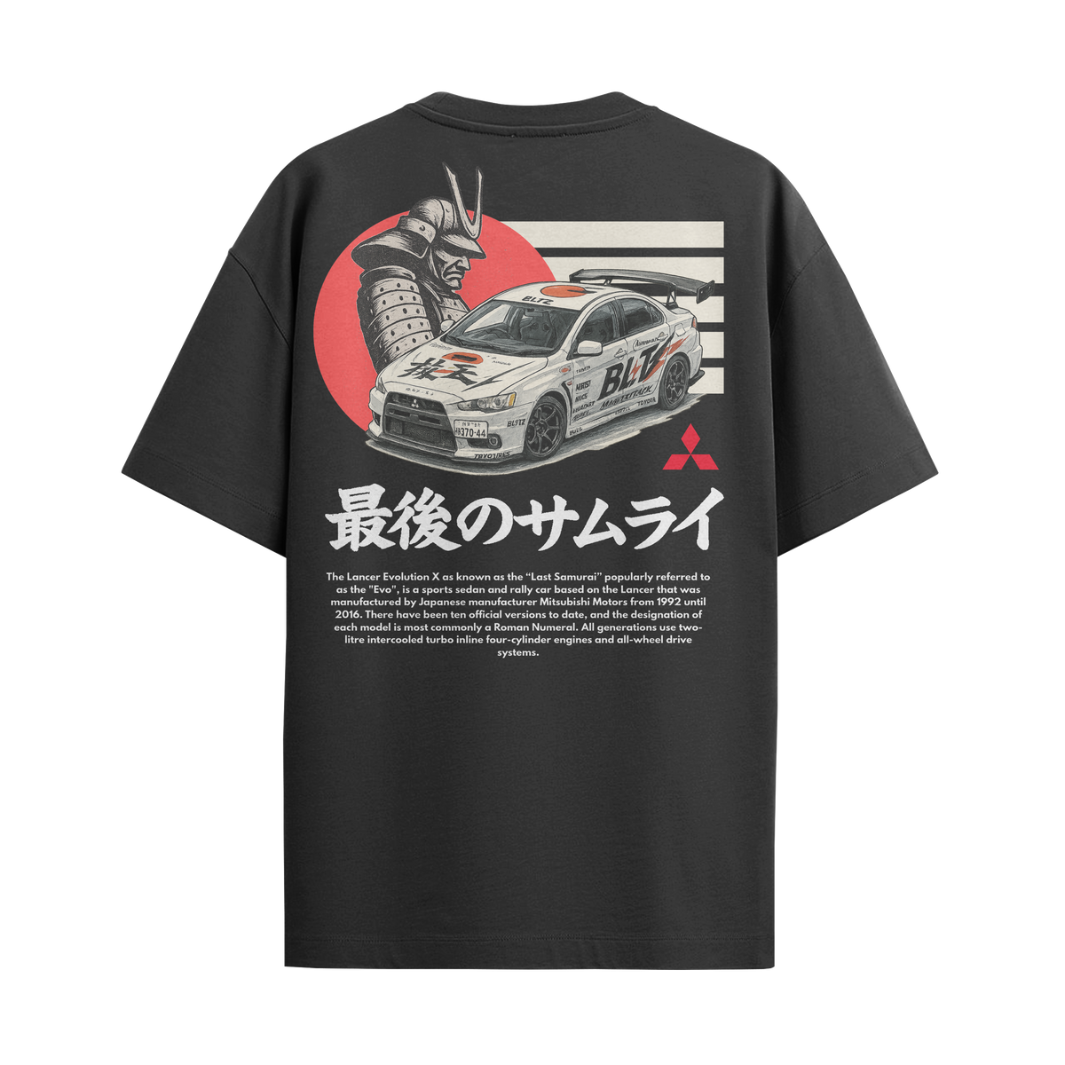 Camiseta Streetwear Automotiva Evo X Samurai Preta