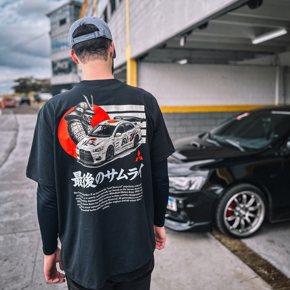 Camiseta Streetwear Automotiva Evo X Samurai Preta