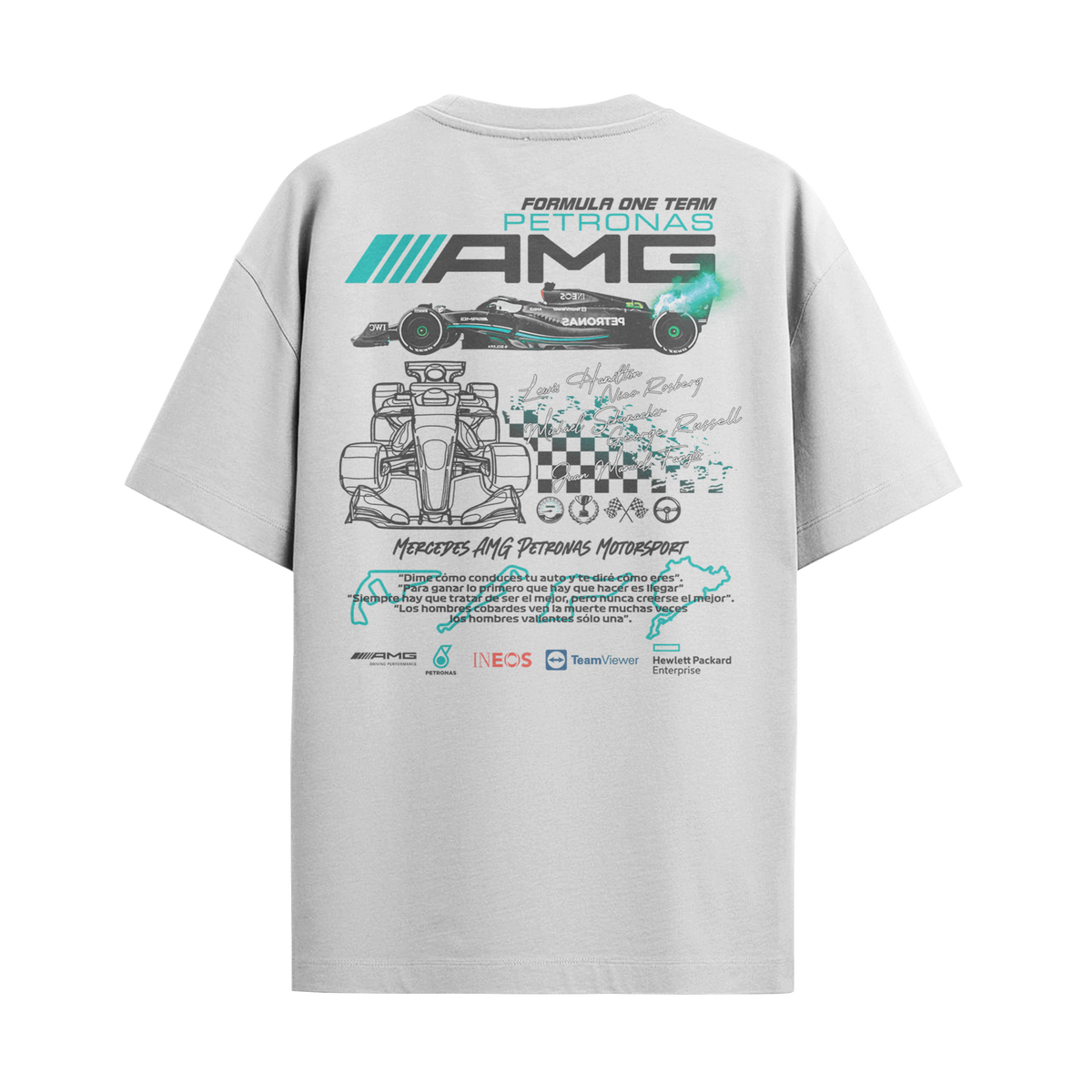 Camiseta Streetwear Automotiva Mercedes F1
