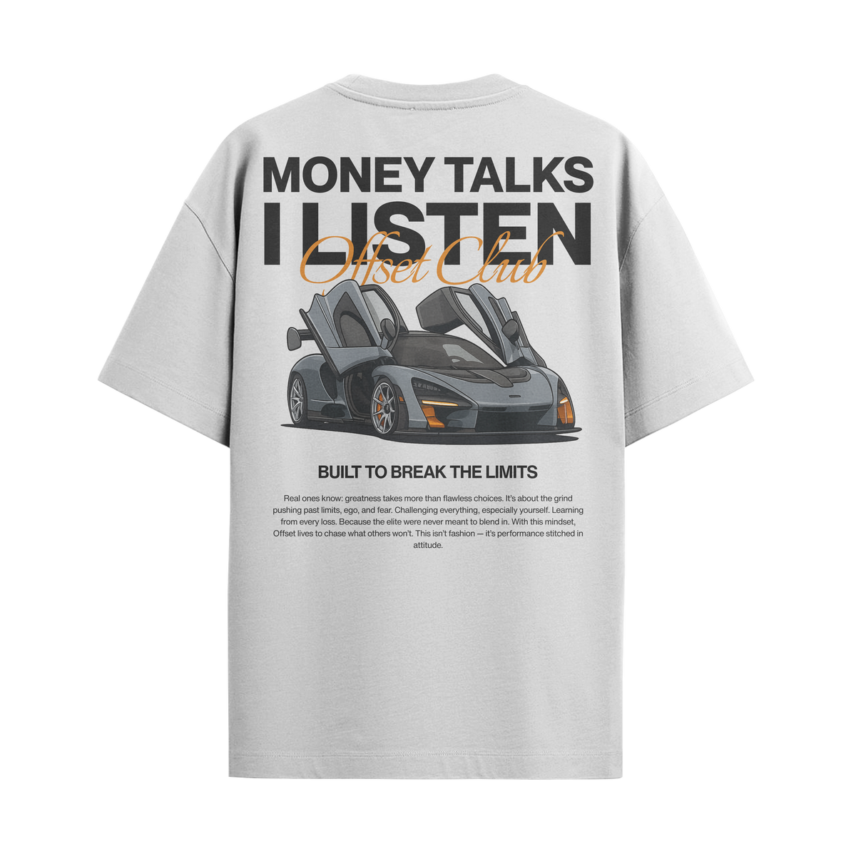 Camiseta Streetwear Automotiva Money Talks I Listen Branca