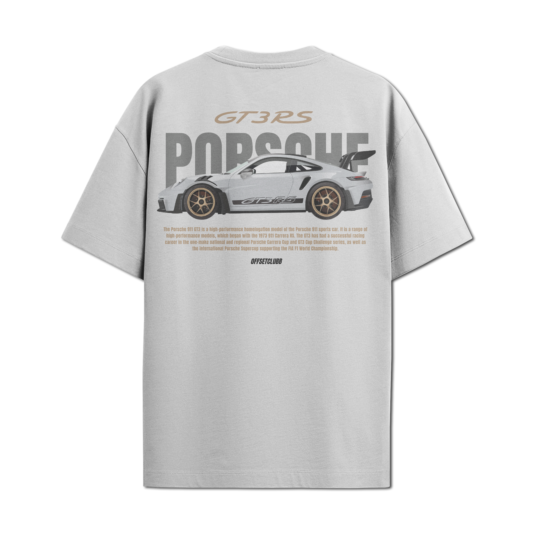 Camiseta Streetwear Automotiva Porsche GT3 RS Goldie