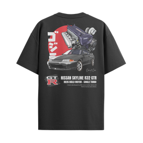 Camiseta Streetwear Automotiva Preta Skyline R32 GTR 